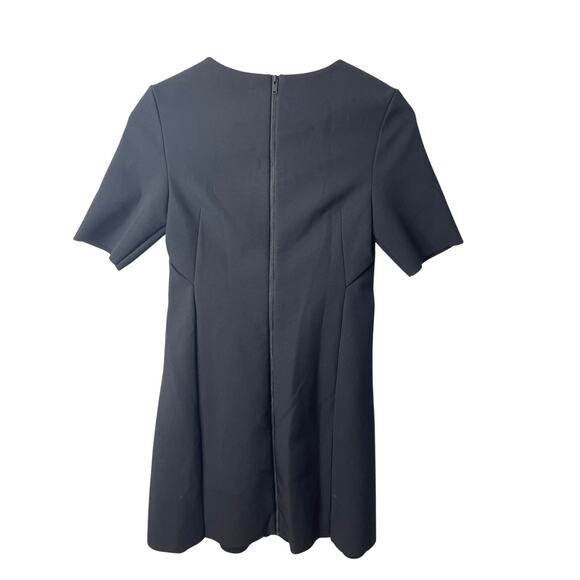 COS Dress Women Size 4 Black Pleated Waist Structured Scuba Peplum Minimalist - Picture 2 of 9